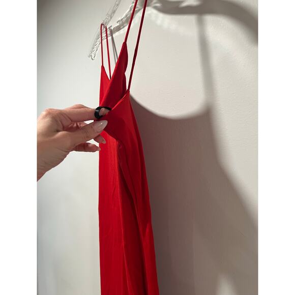 Lew Magram Collection Red Bodycon Slip Rayon Blend Dress Built In Bra Small JL - Picture 3 of 9